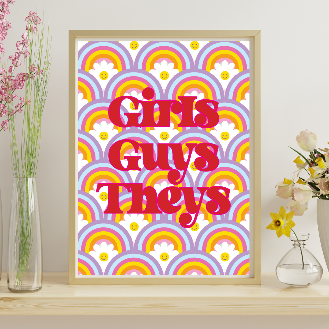 Girls Guys Theys Retro Print