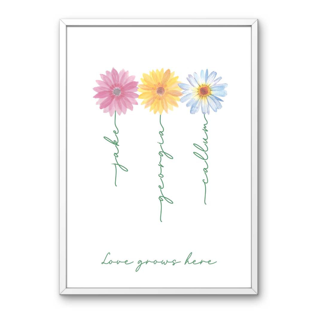 Personalised Flower Family Print