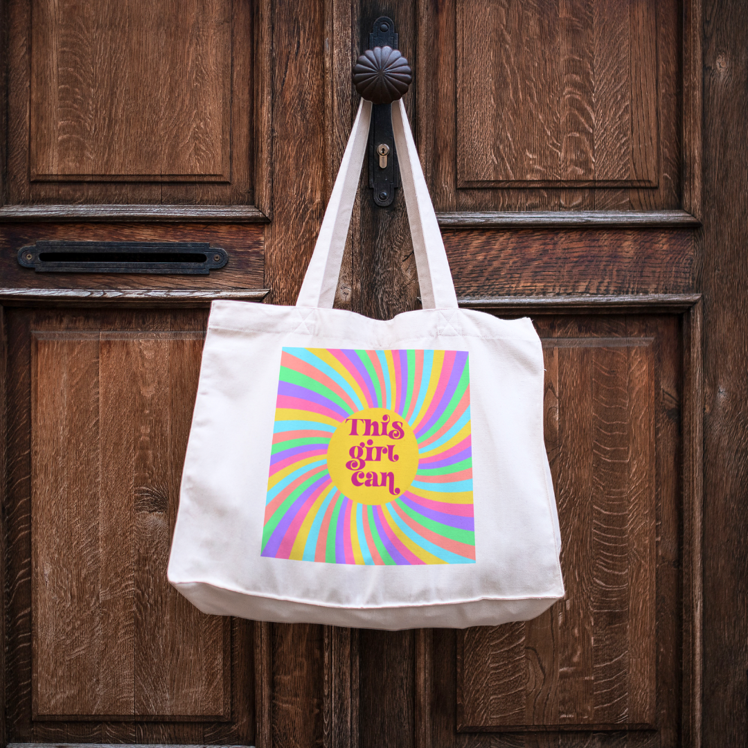 Large Retro Tote Bag Funky This Girl Can