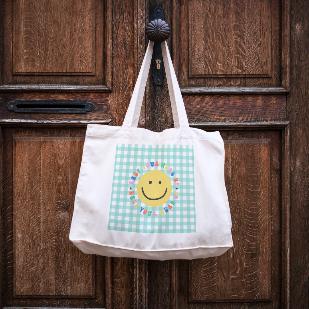 Large Retro Tote Bag Keep Your Chin Up