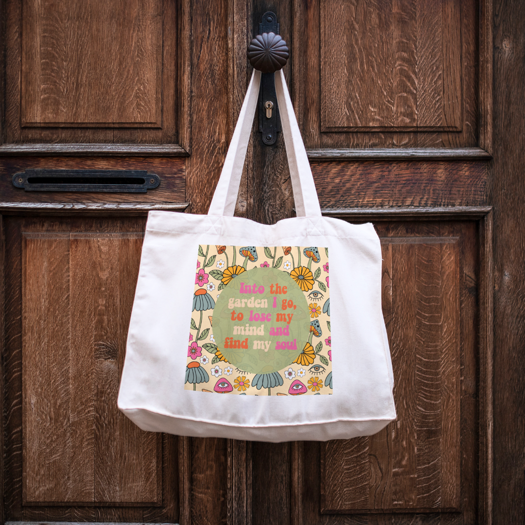 Large Retro Tote Bag Into The Garden