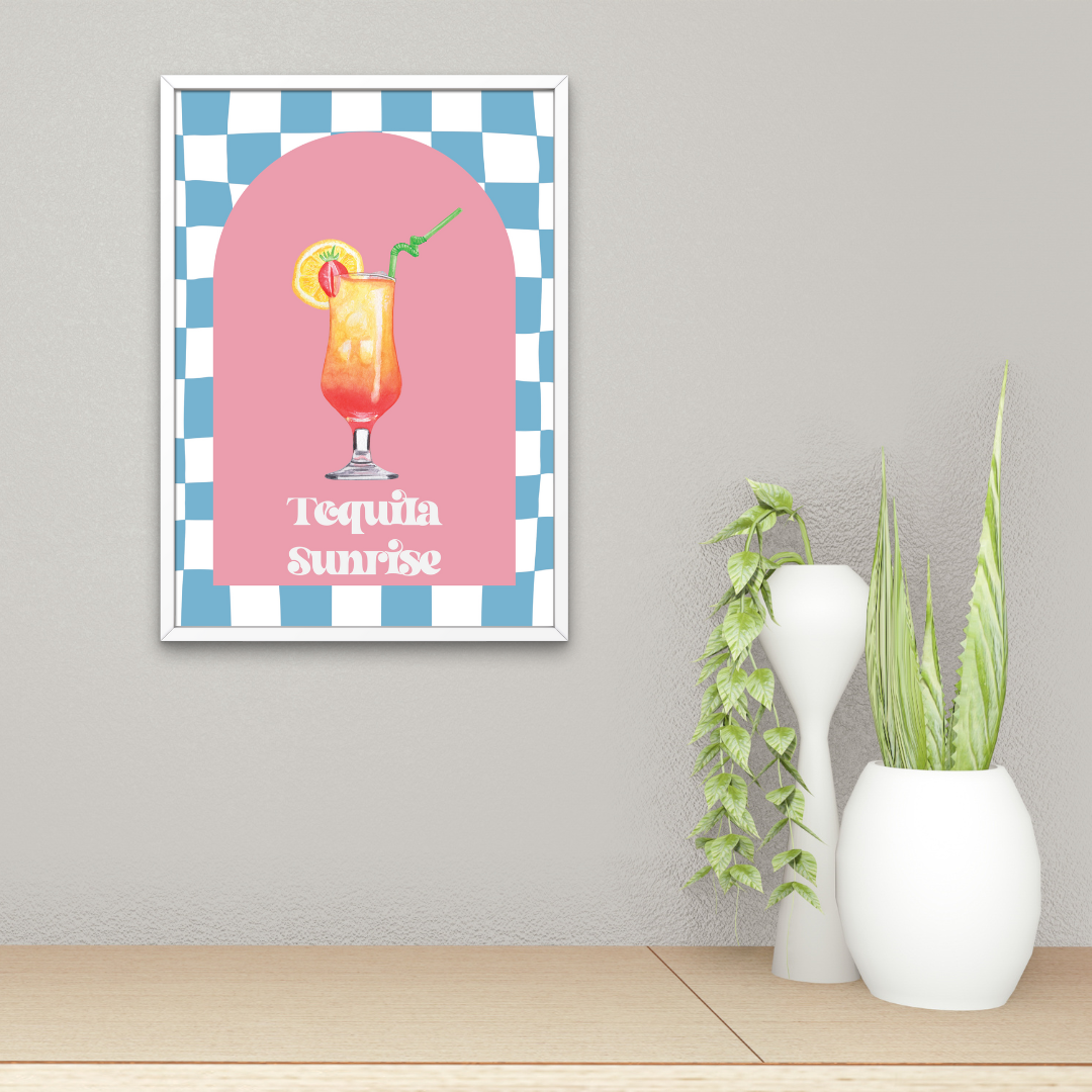 Cocktail Tequila Sunrise Retro Print