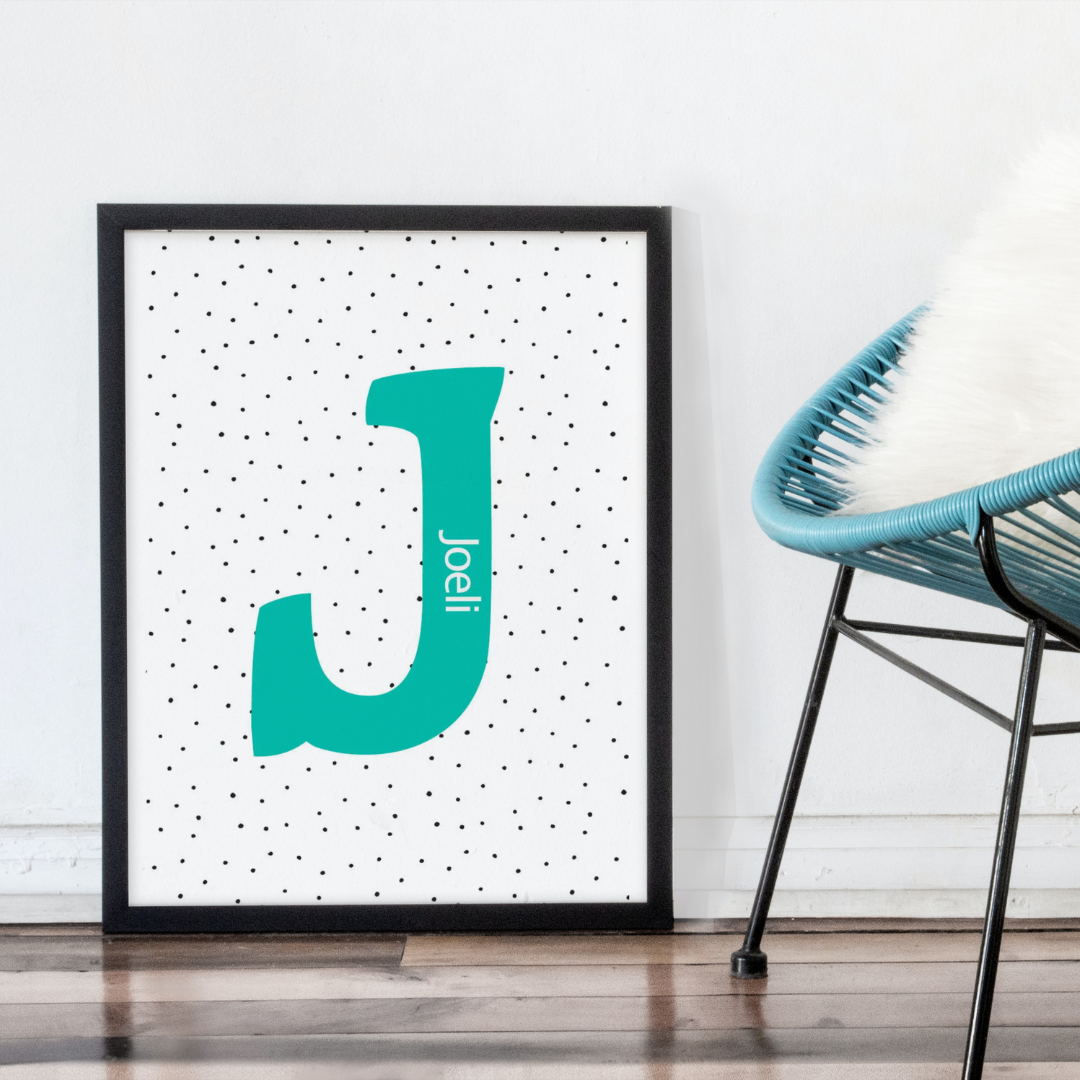 Mint Polka Dot Name Print