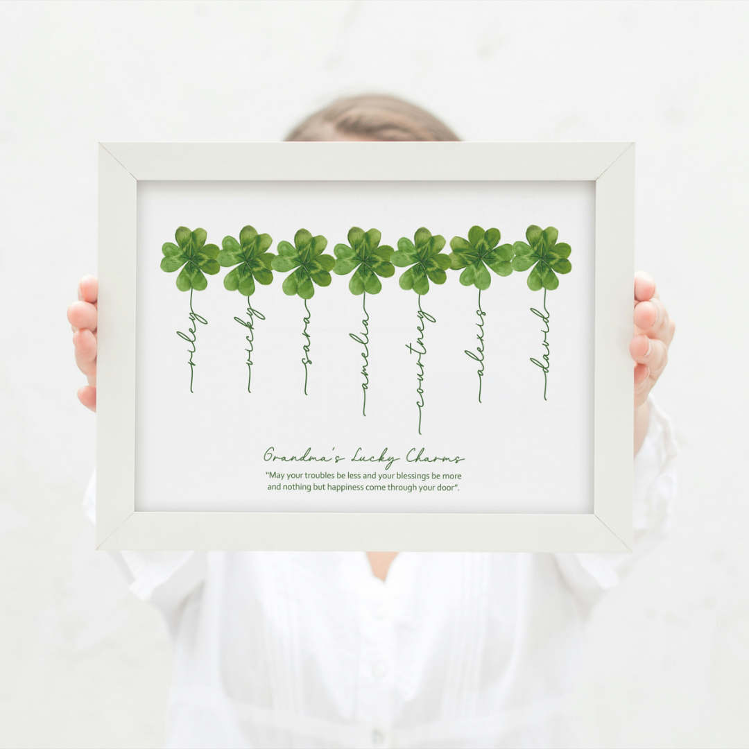 Mother's Day Family Personalised Shamrock Wall Print