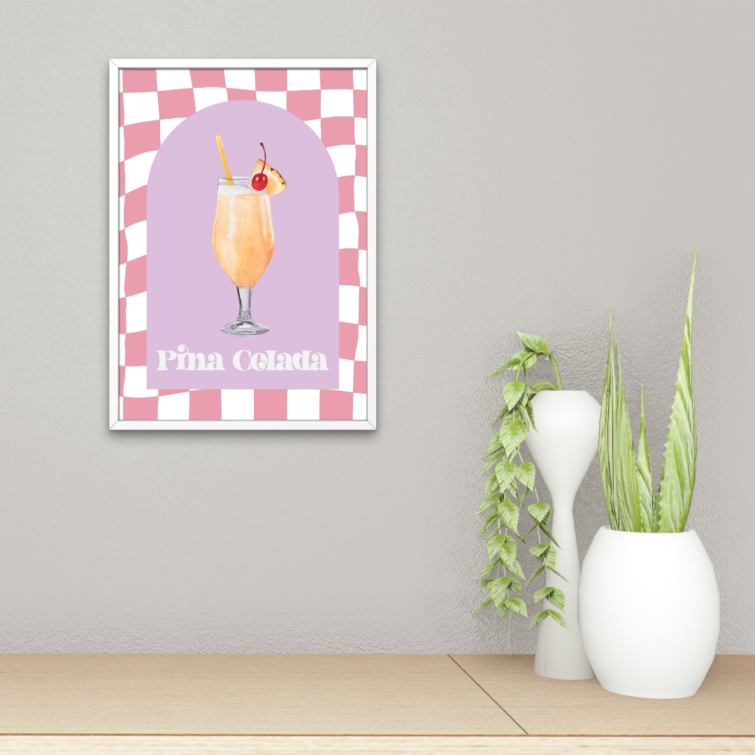 Cocktail Pina Colada Retro Print