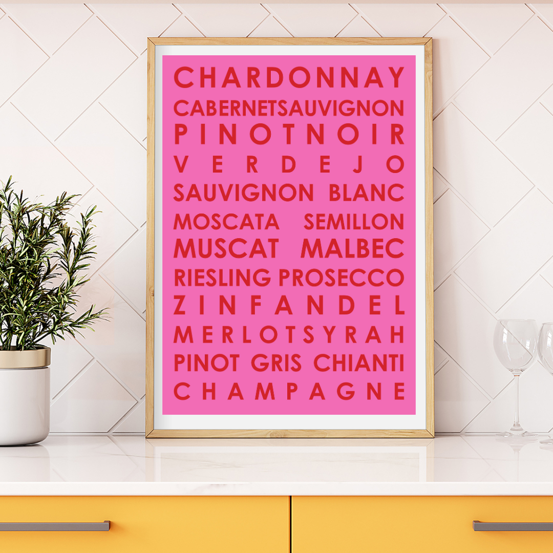 Wine Tram Roll Print Pink