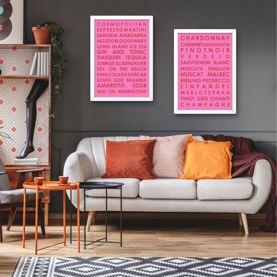 Wine Tram Roll Print Pink