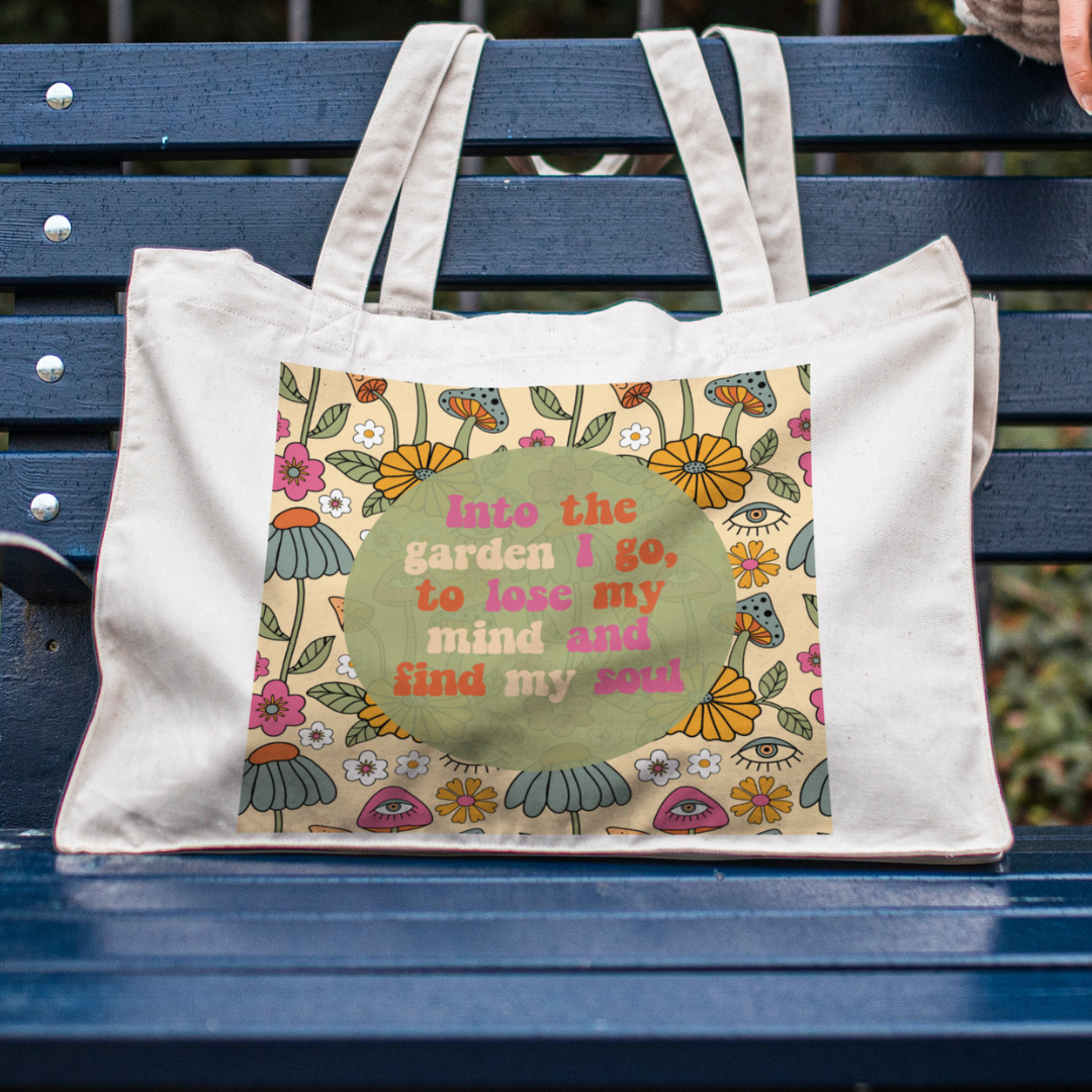 Large Retro Tote Bag Into The Garden