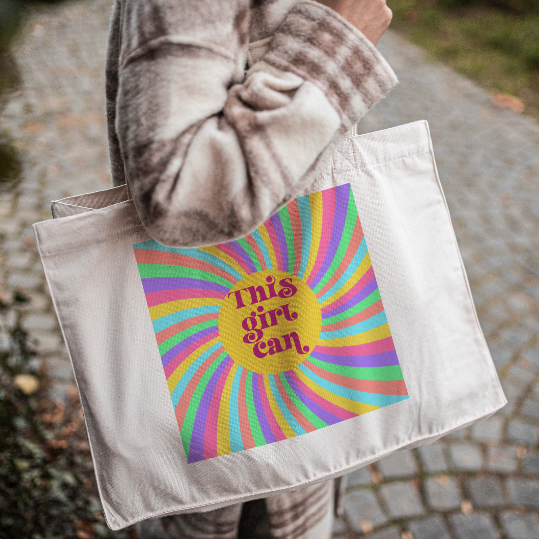 Large Retro Tote Bag Funky This Girl Can