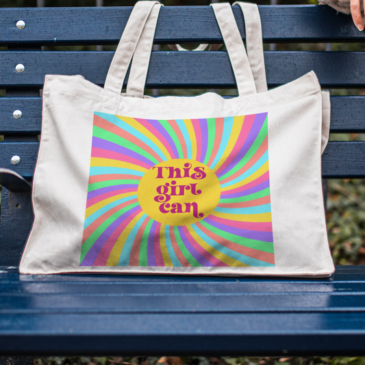 Large Retro Tote Bag Funky This Girl Can