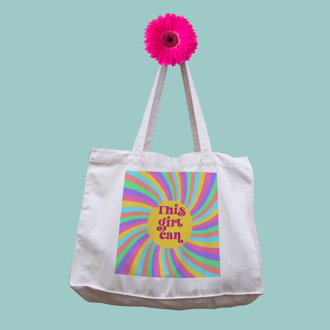 Large Retro Tote Bag Funky This Girl Can