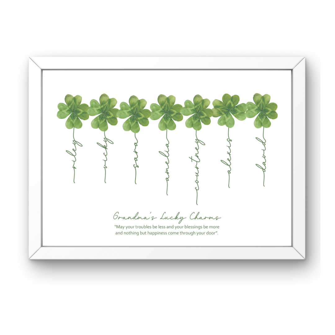 Mother's Day Family Personalised Shamrock Wall Print