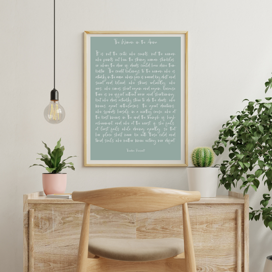 Woman in the Arena Quote Print Grey