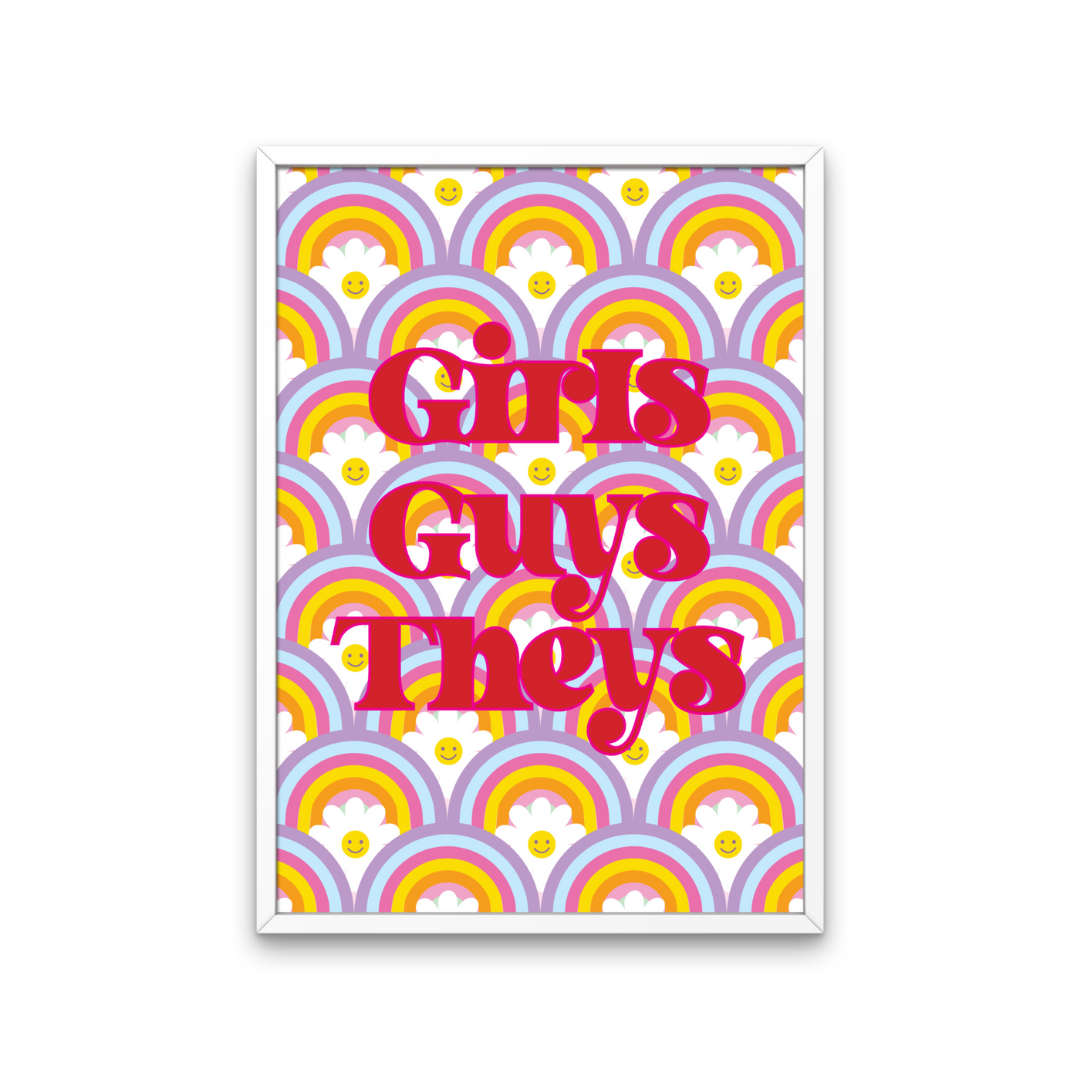 Girls Guys Theys Retro Print