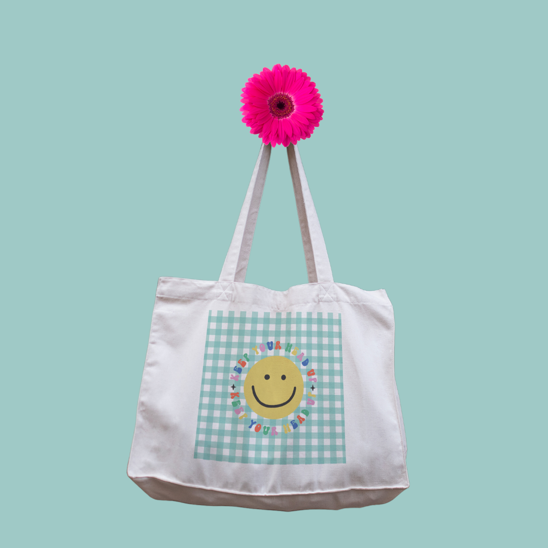 Large Retro Tote Bag Keep Your Chin Up