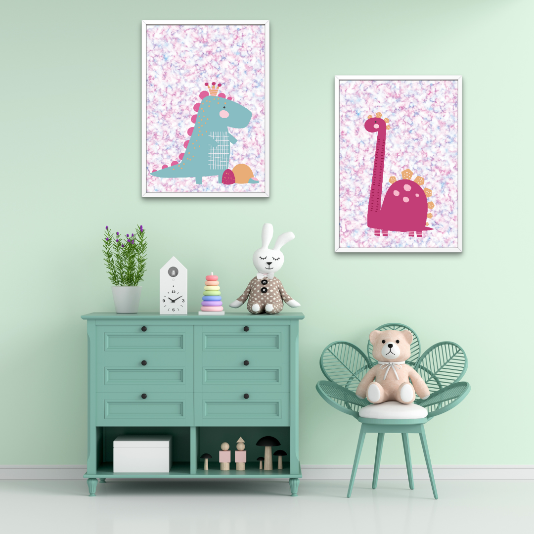 Pink Dino Art Print No. 1