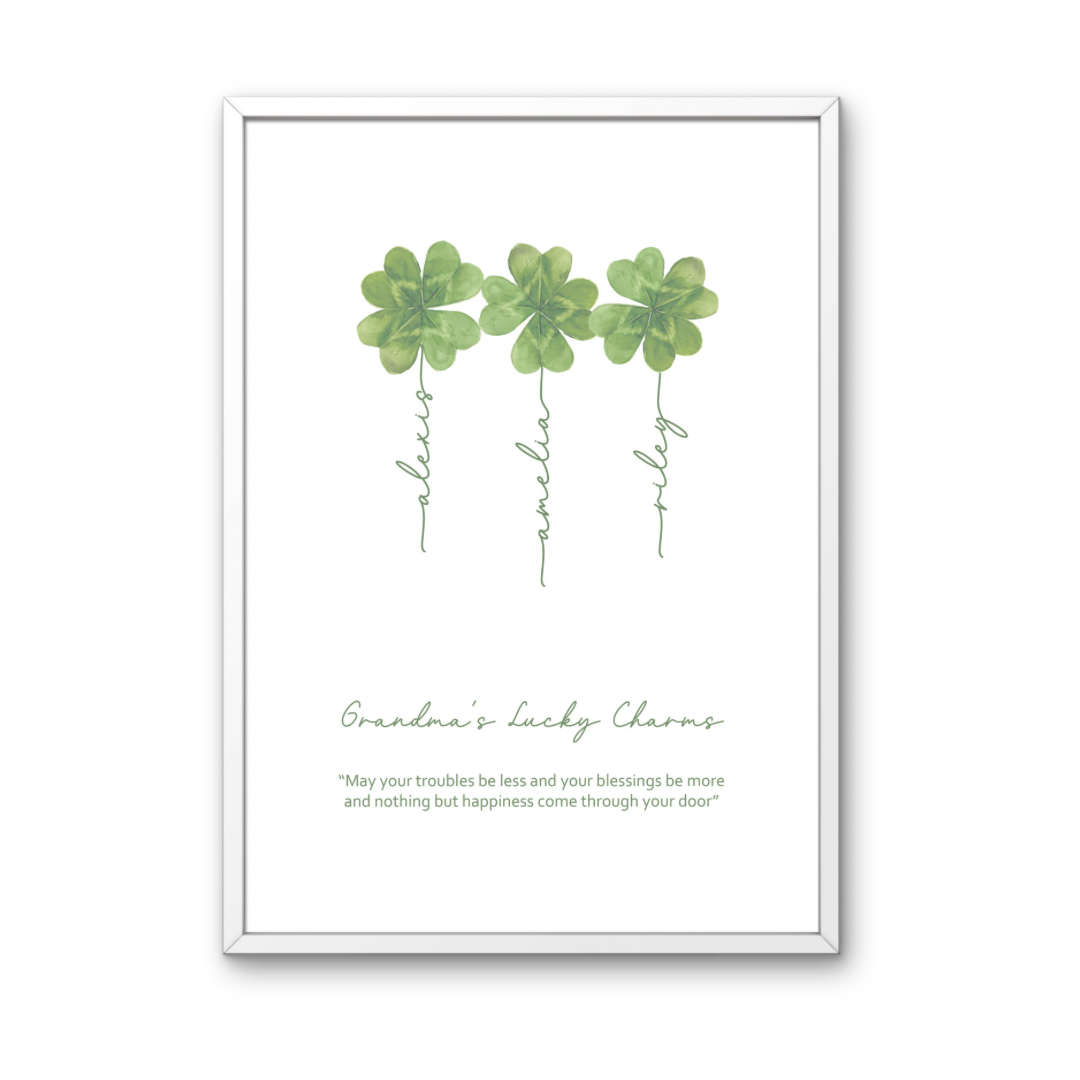 Mother's Day Family Personalised Shamrock Wall Print