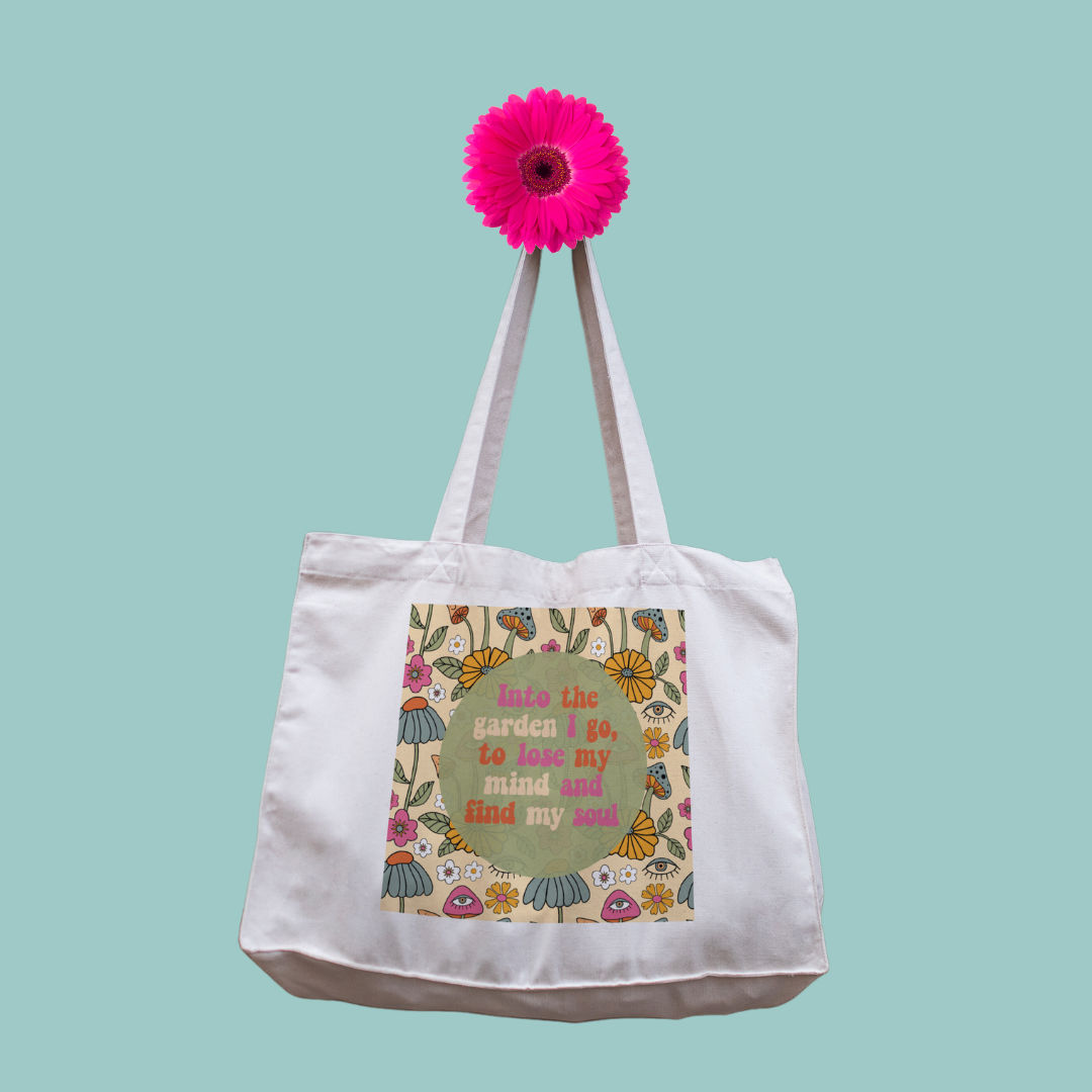 Large Retro Tote Bag Into The Garden