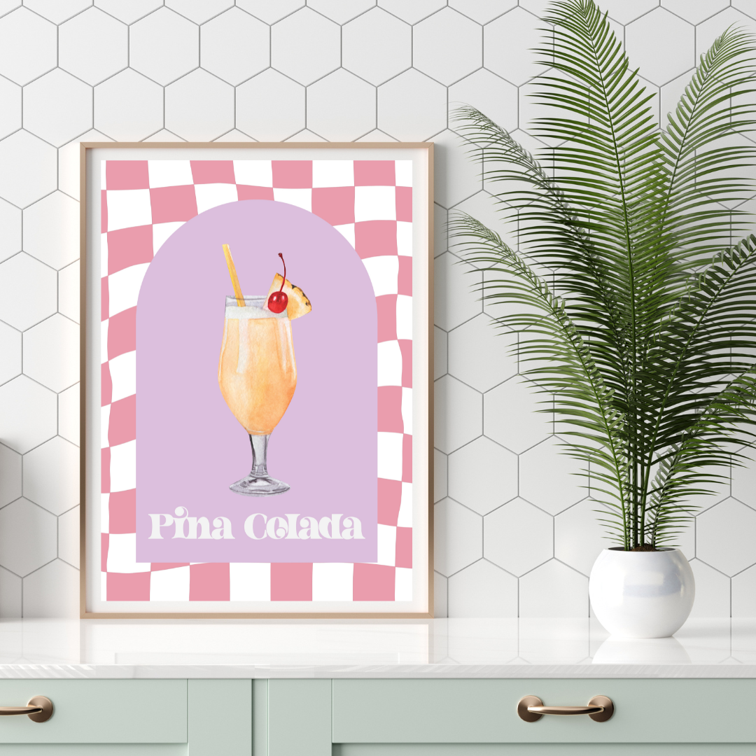 Cocktail Pina Colada Retro Print