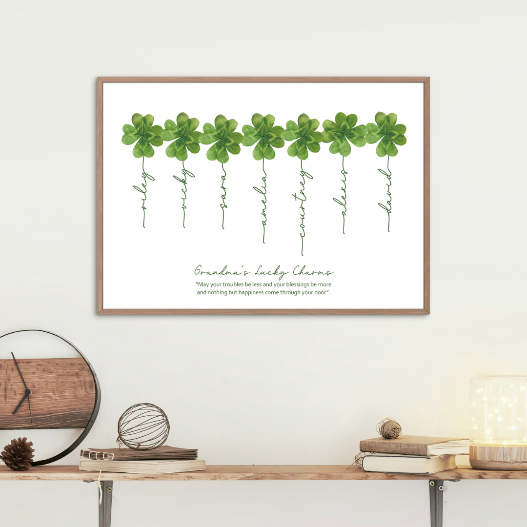 Mother's Day Family Personalised Shamrock Wall Print