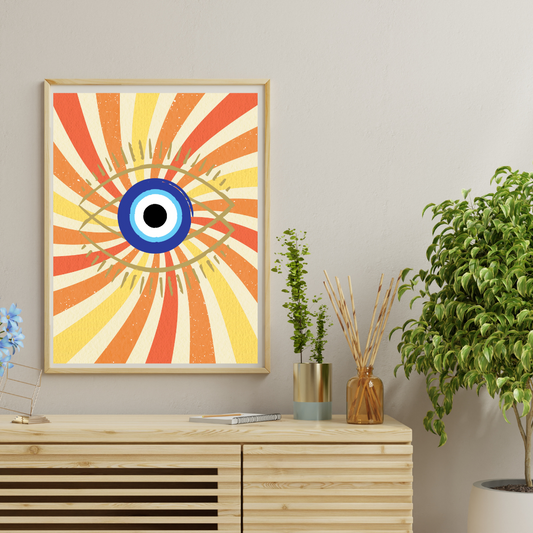 Evil Eye Orange Retro Print