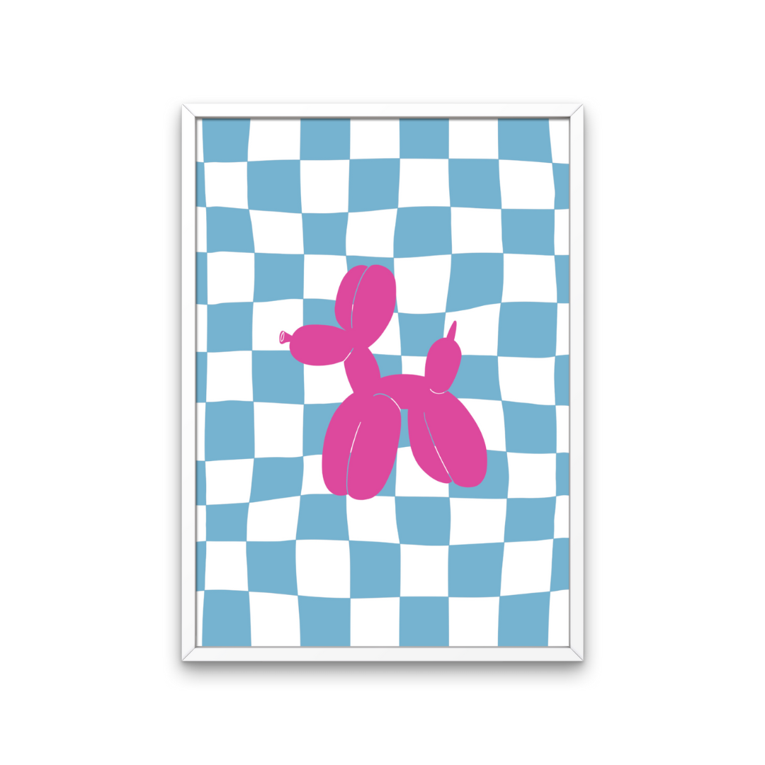 Balloon Dog Art Print Pink Blue