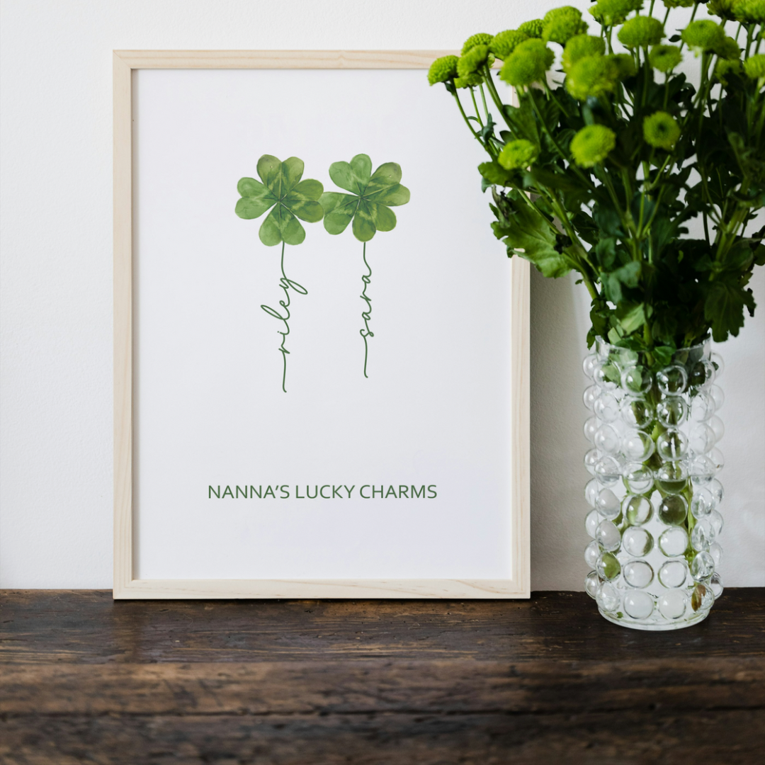 Mother's Day Family Personalised Shamrock Wall Print