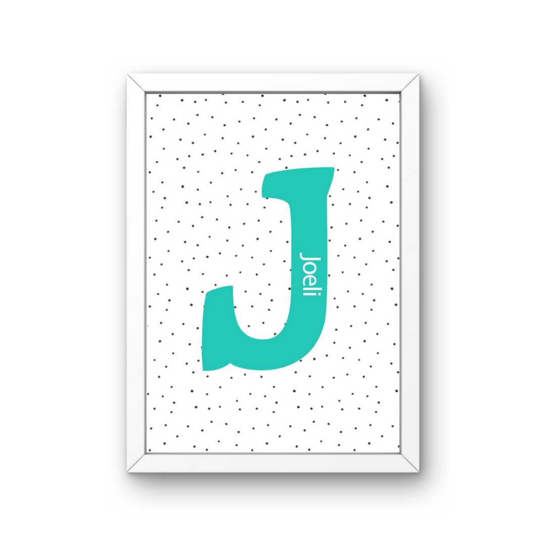 Mint Polka Dot Name Print