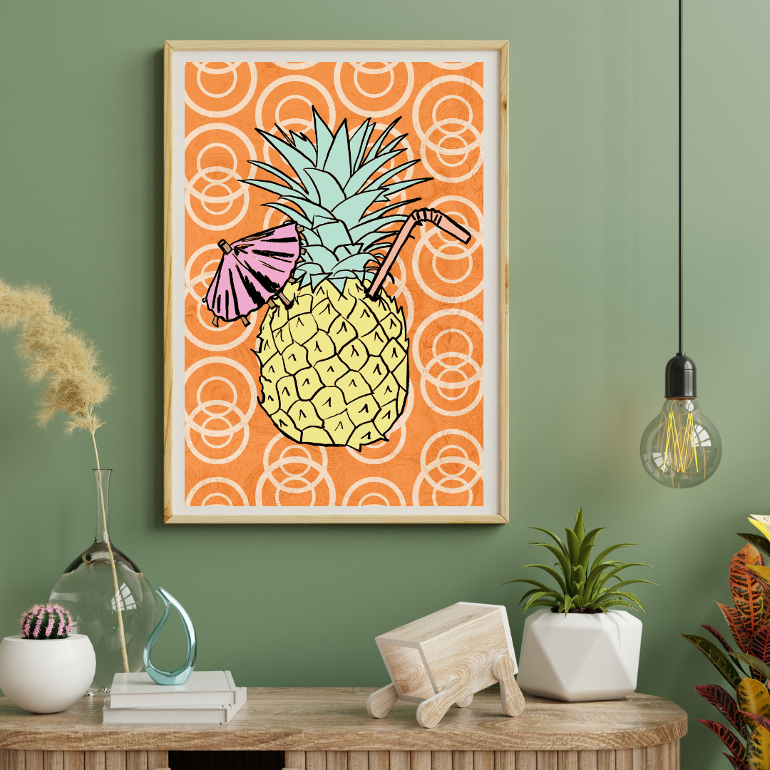 Pina Colada Retro Cocktail Print