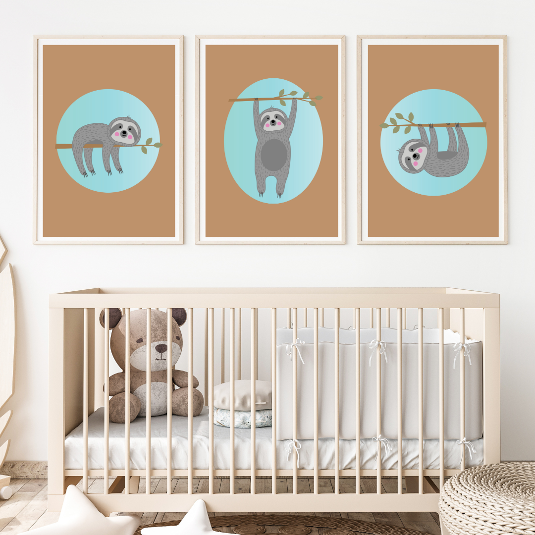 Sloth Art Print Set of 3