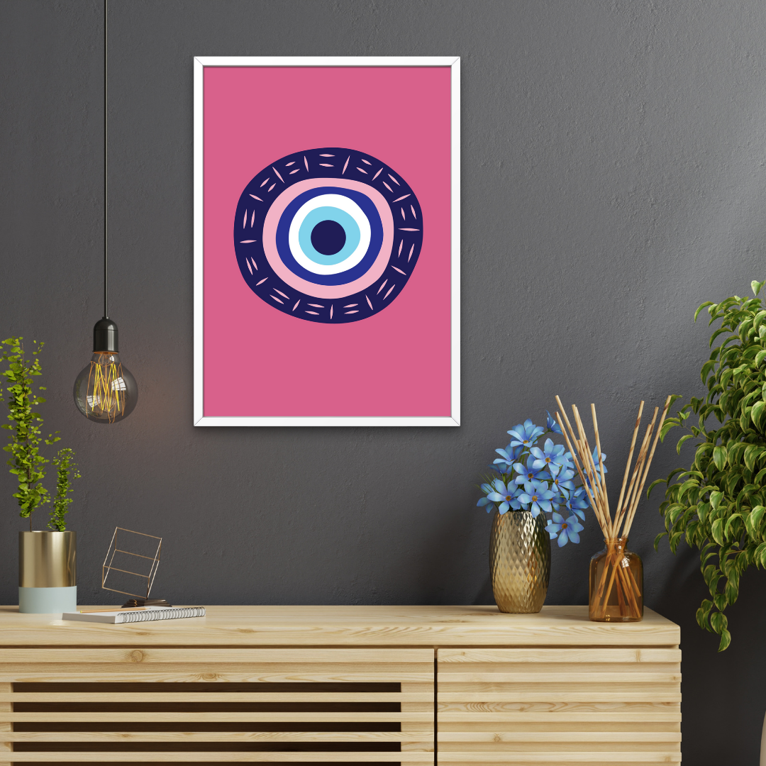 Evil Eye Pink Retro Print