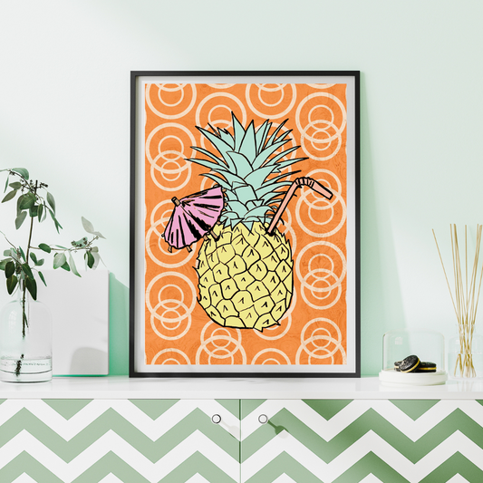 Pina Colada Retro Cocktail Print