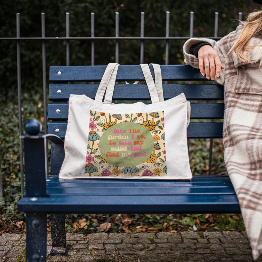 Large Retro Tote Bag Into The Garden