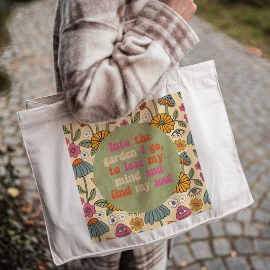 Large Retro Tote Bag Into The Garden