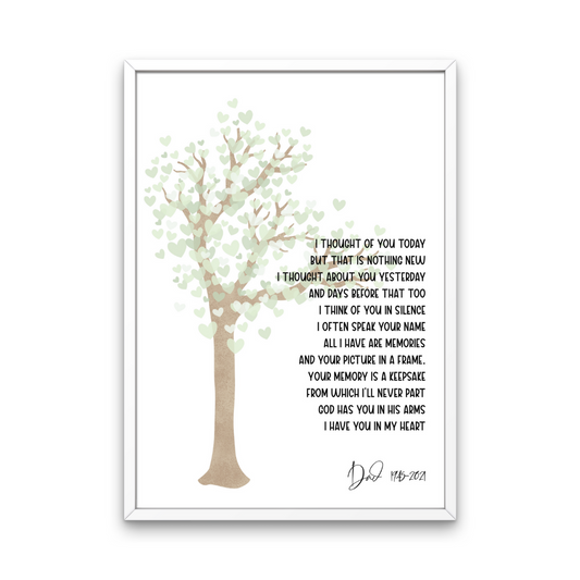I Thought of You Today Personalised Memorial Print