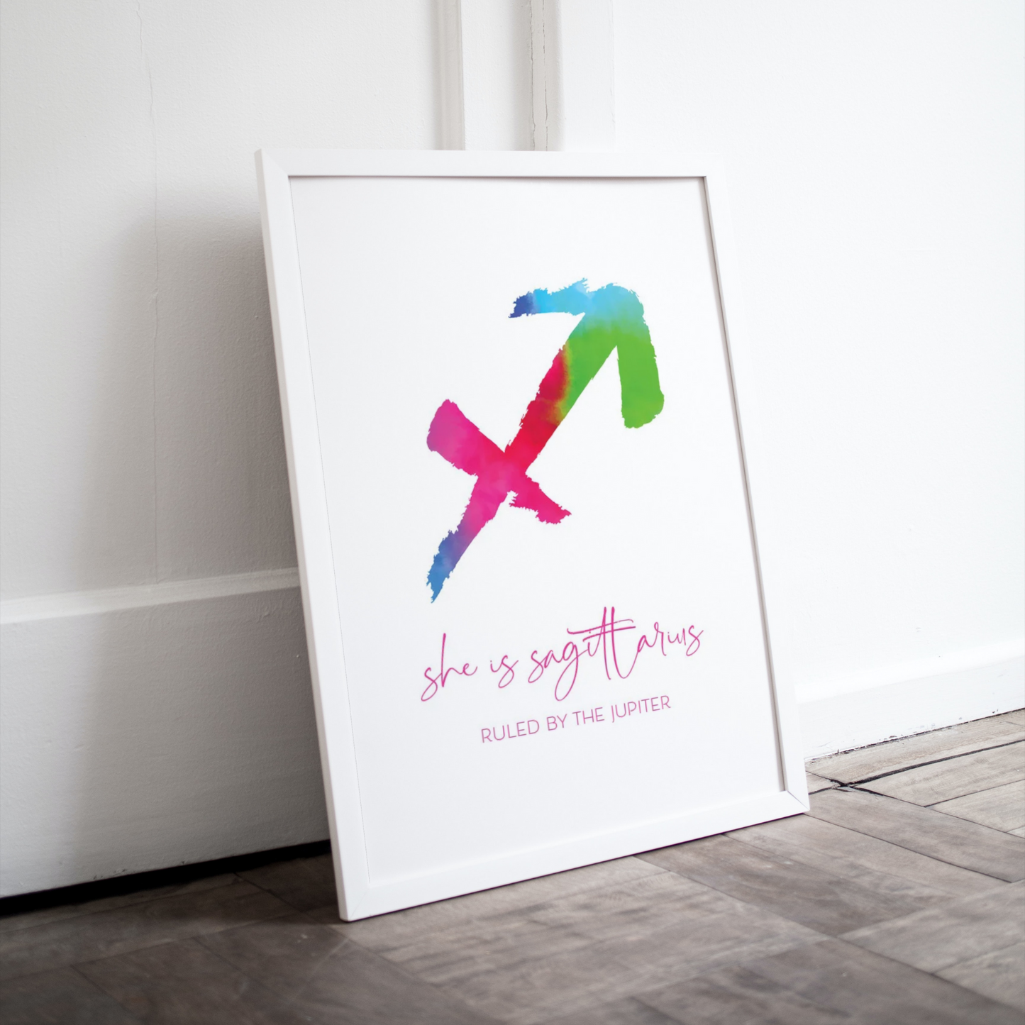 Bright Watercolour She Is Star Sign Print