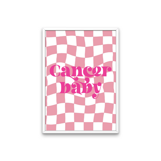 Retro Star Sign Pink on Pink Check Print