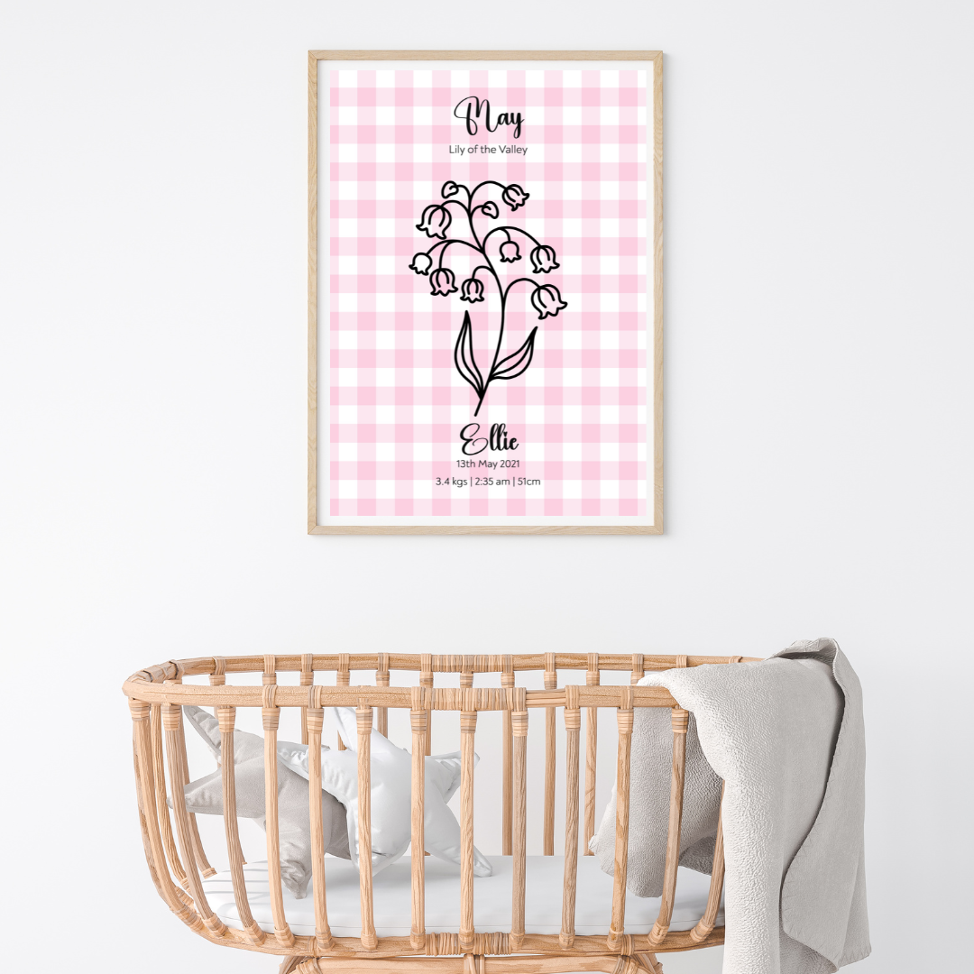 Gingham Pink Name Print