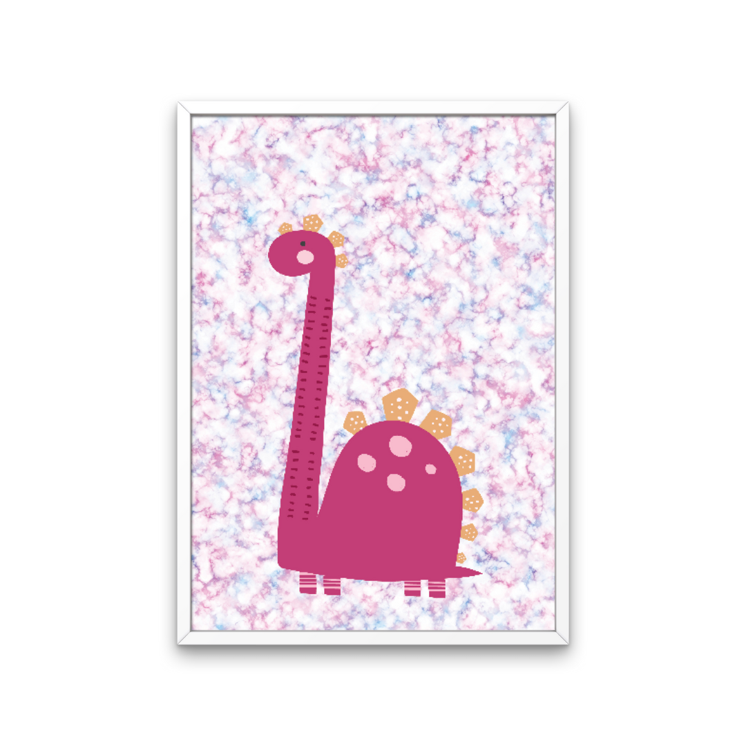 Pink Dino Art Print No. 1