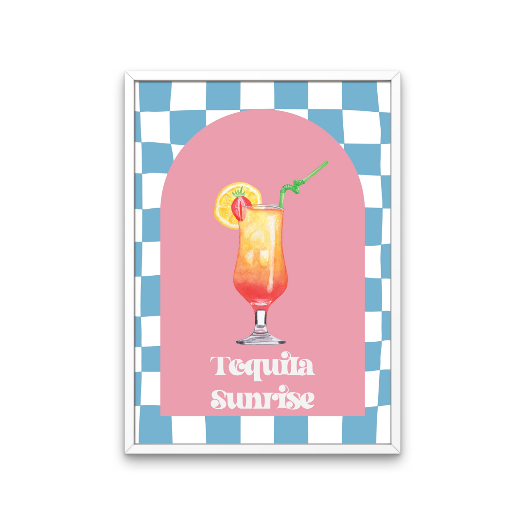 Cocktail Tequila Sunrise Retro Print