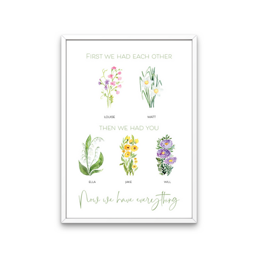 Family Story Birth Flower Print