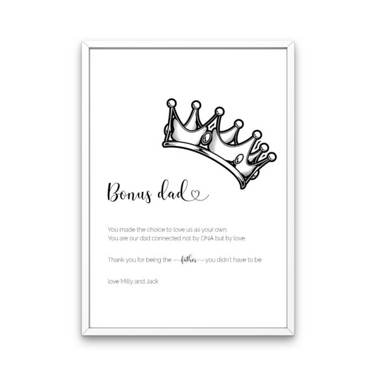 Bonus Dad Crown Personalised Wall Print