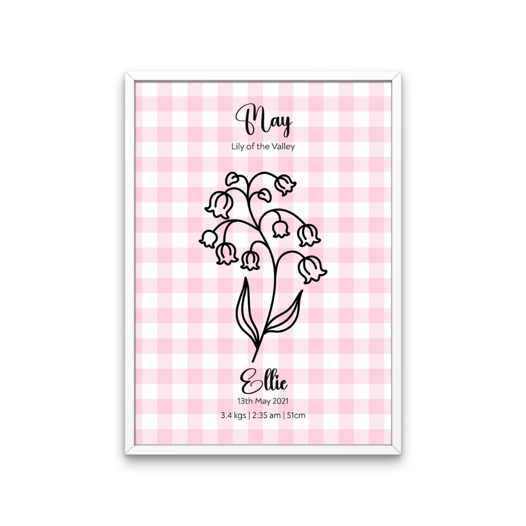 Gingham Pink Name Print