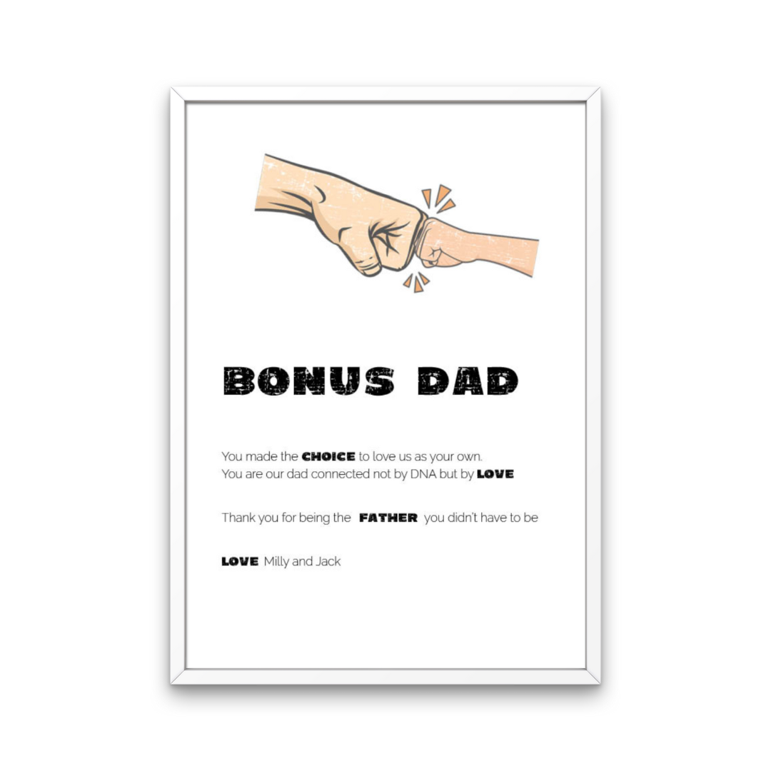 Bonus Dad Fist Pump Personalised Wall Print