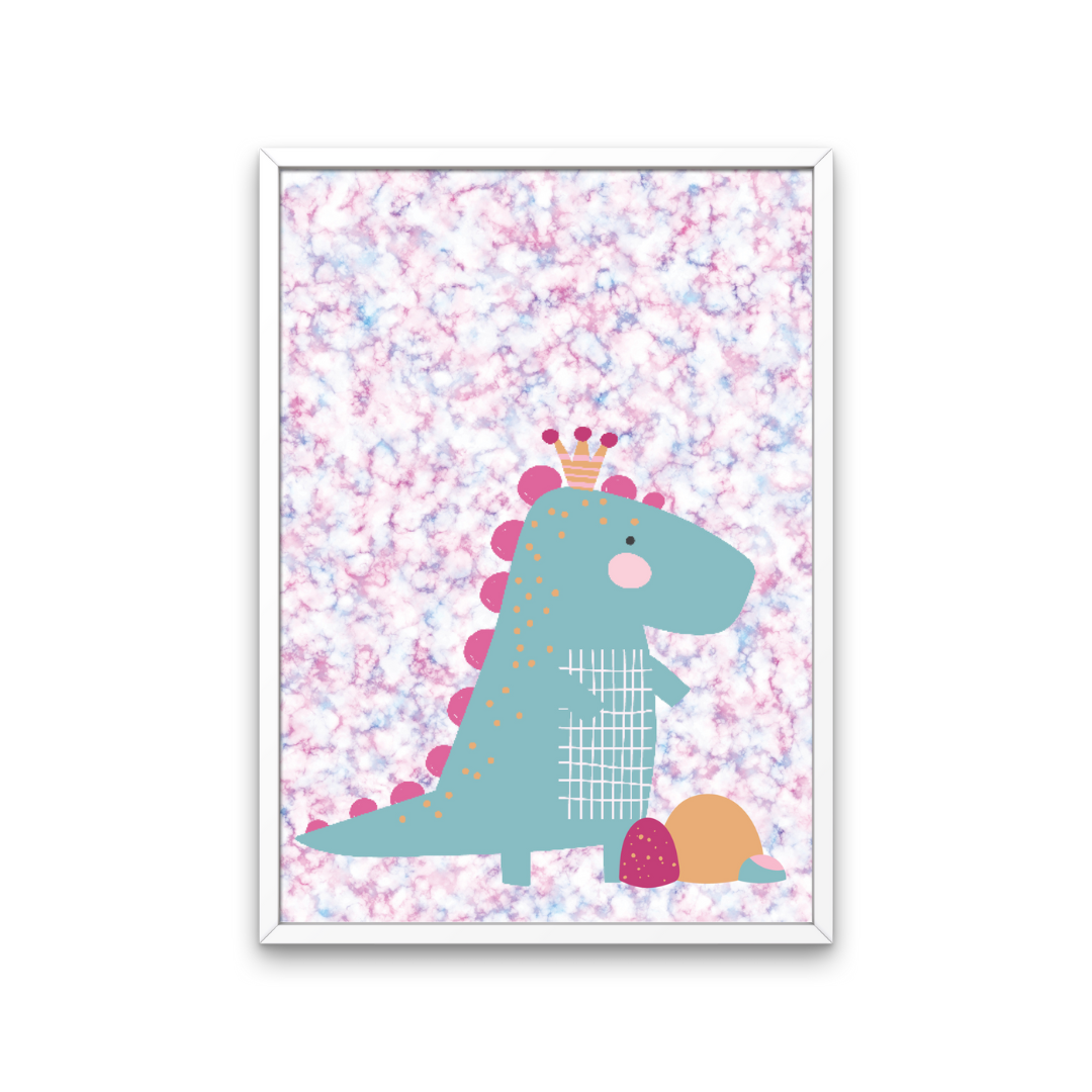 Pink Dino Art Print No. 2