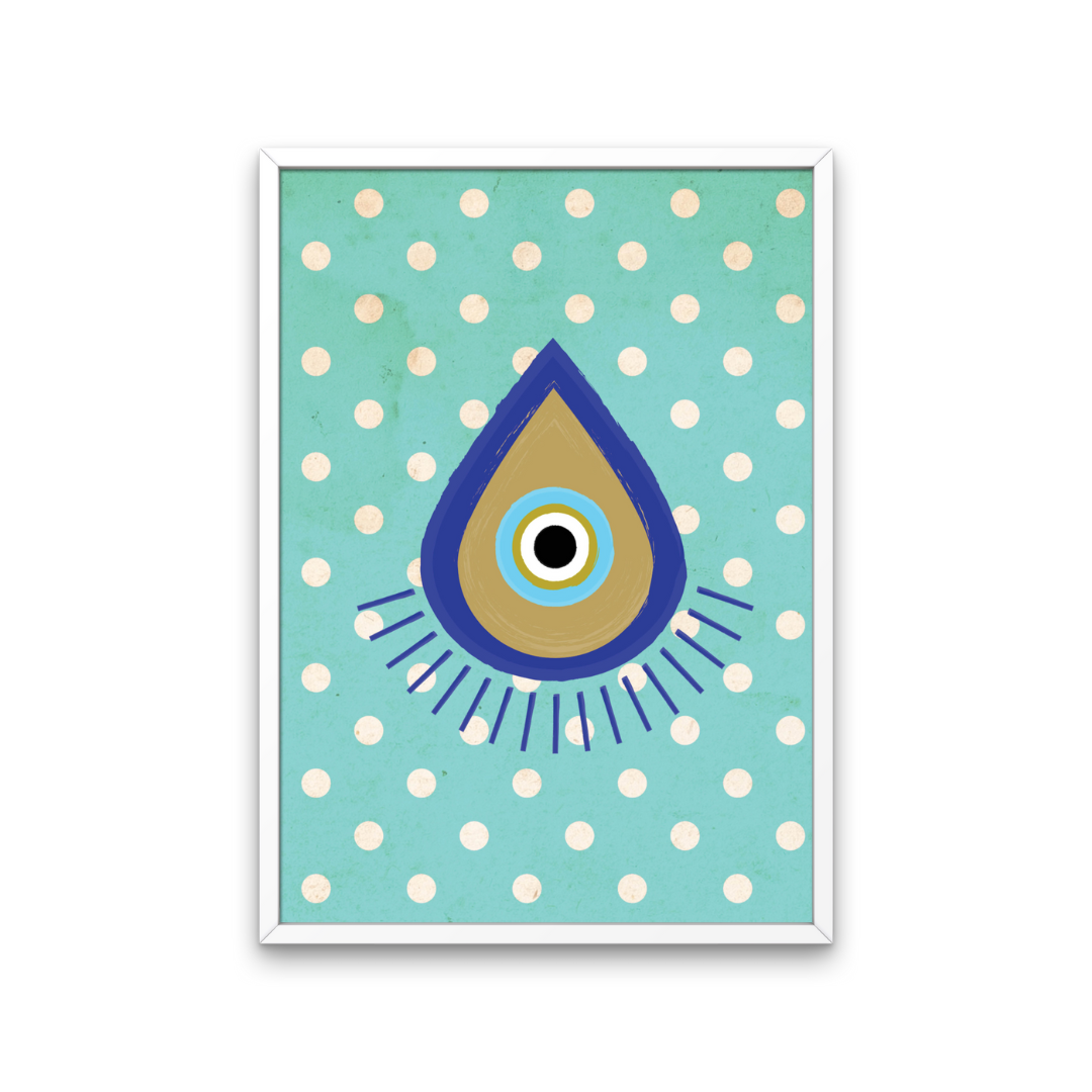 Evil Eye Teal Retro Print