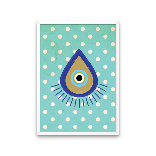 Evil Eye Teal Retro Print