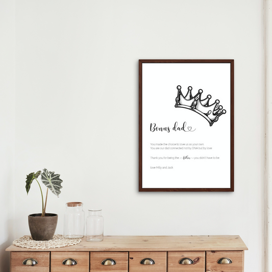 Bonus Dad Crown Personalised Wall Print