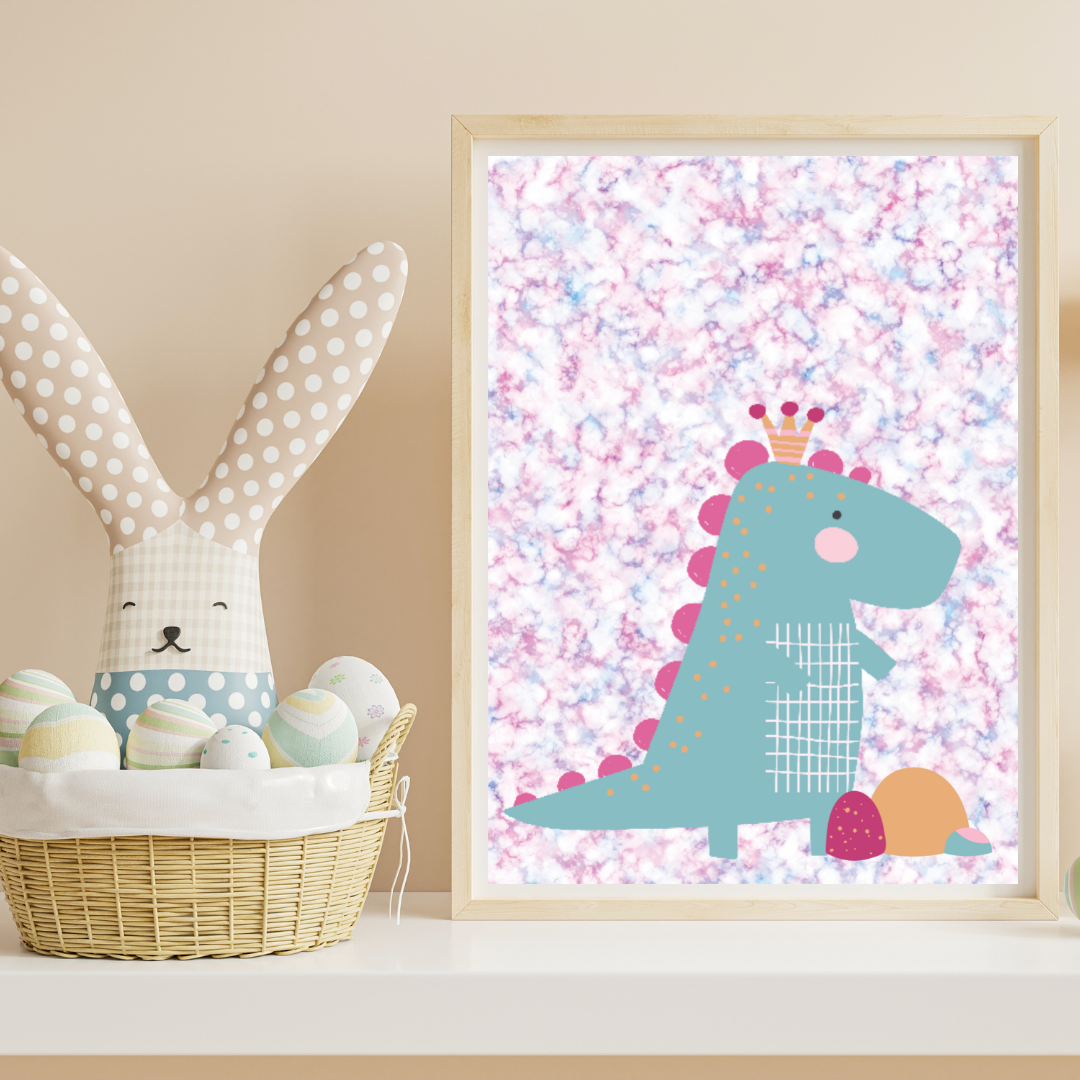 Pink Dino Art Print No. 2