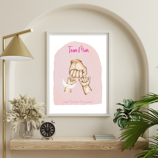 Team Mum Pink Mother's Day Print